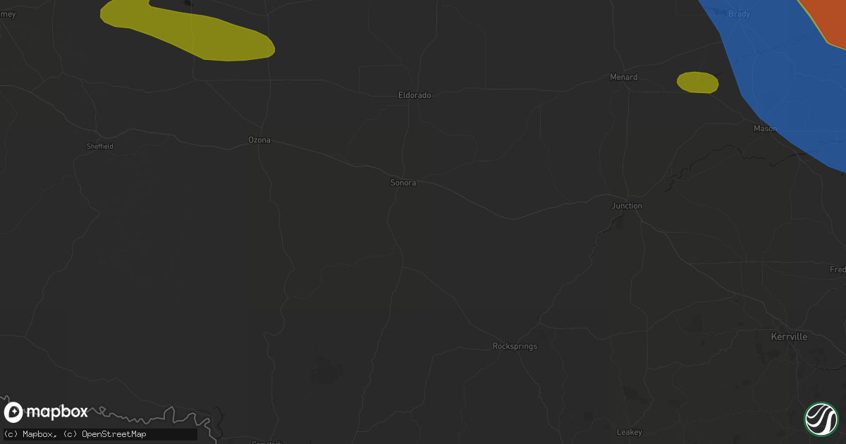 Hail map in Sonora, TX on May 10, 2026