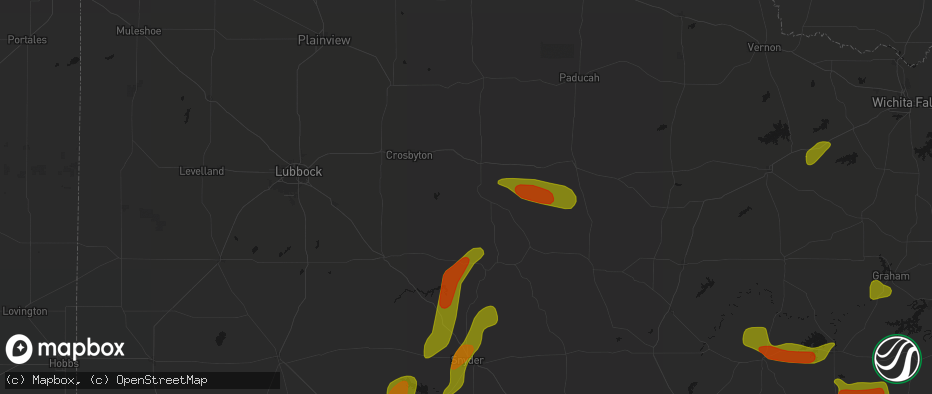 Hail map in Spur, TX on May 10, 2026