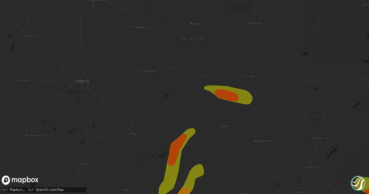 Hail map in Spur, TX on May 10, 2026