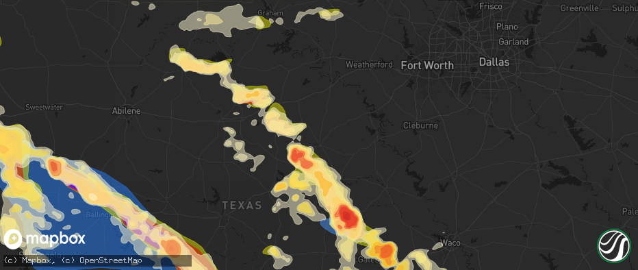 Hail map in Stephenville, TX on May 10, 2026