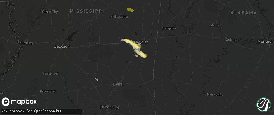 Hail map in Stonewall, MS on May 10, 2026