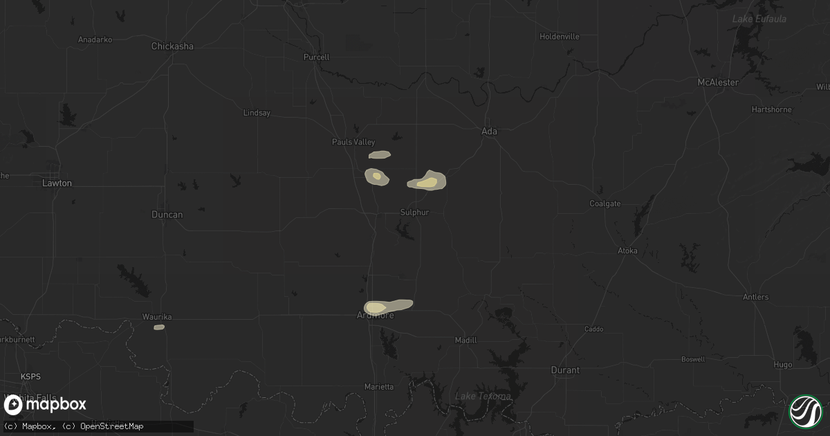 Hail map in Sulphur, OK on May 10, 2026