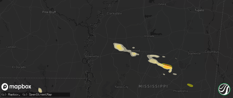 Hail map in Sunflower, MS on May 10, 2026