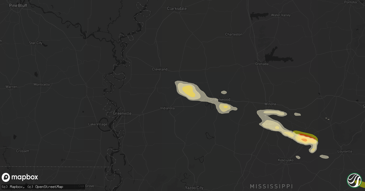 Hail map in Sunflower, MS on May 10, 2026