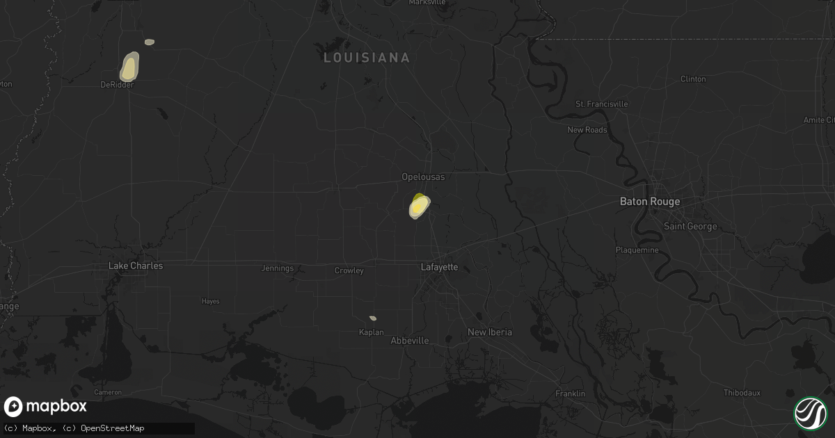 Hail map in Sunset, LA on May 10, 2026