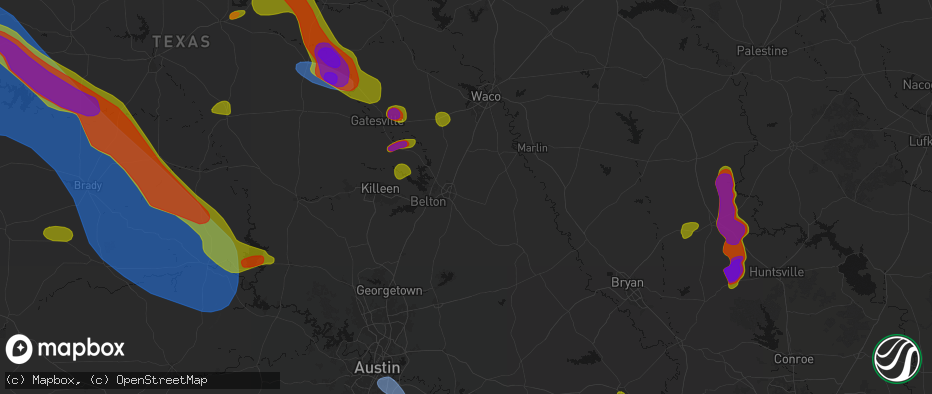 Hail map in Temple, TX on May 10, 2026