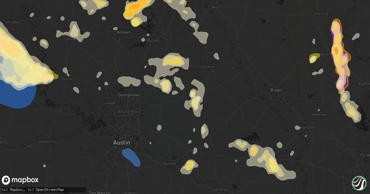 Hail map in Thorndale, TX on May 10, 2026