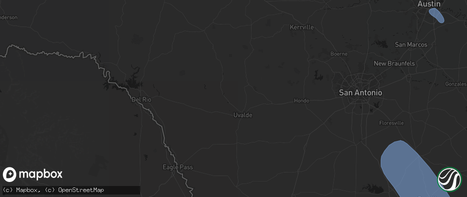 Hail map in Uvalde, TX on May 10, 2026