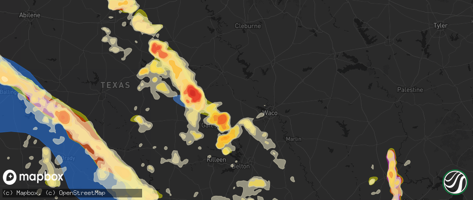 Hail map in Valley Mills, TX on May 10, 2026