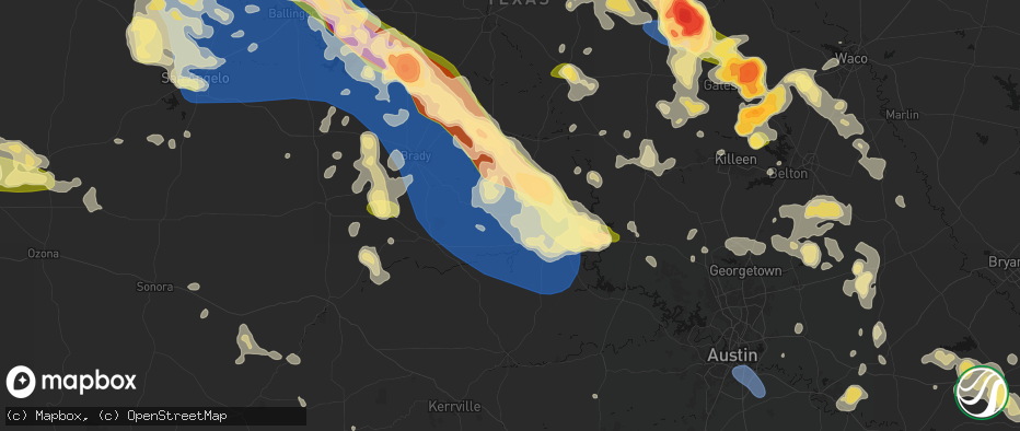 Hail map in Valley Spring, TX on May 10, 2026