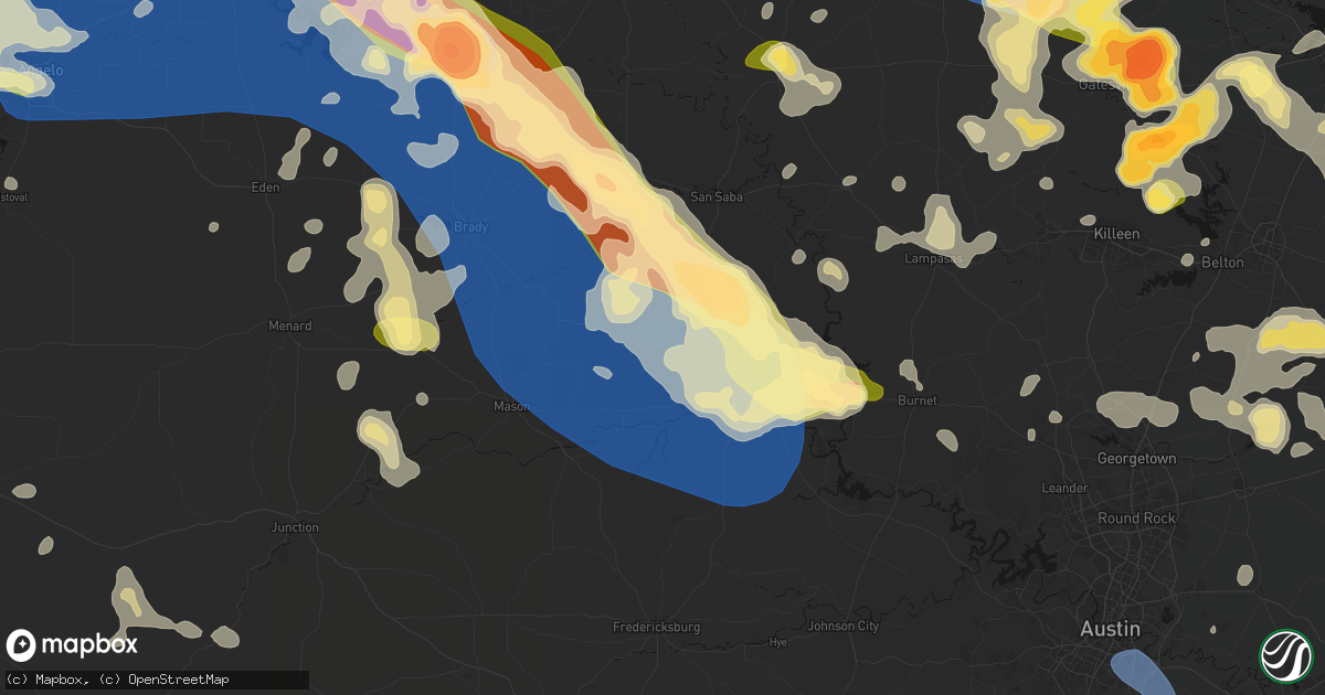 Hail map in Valley Spring, TX on May 10, 2026
