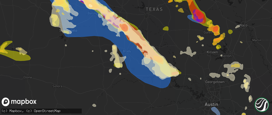 Hail map in Voca, TX on May 10, 2026