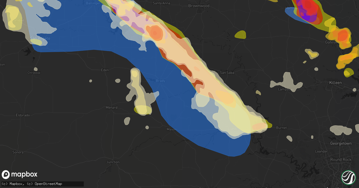 Hail map in Voca, TX on May 10, 2026