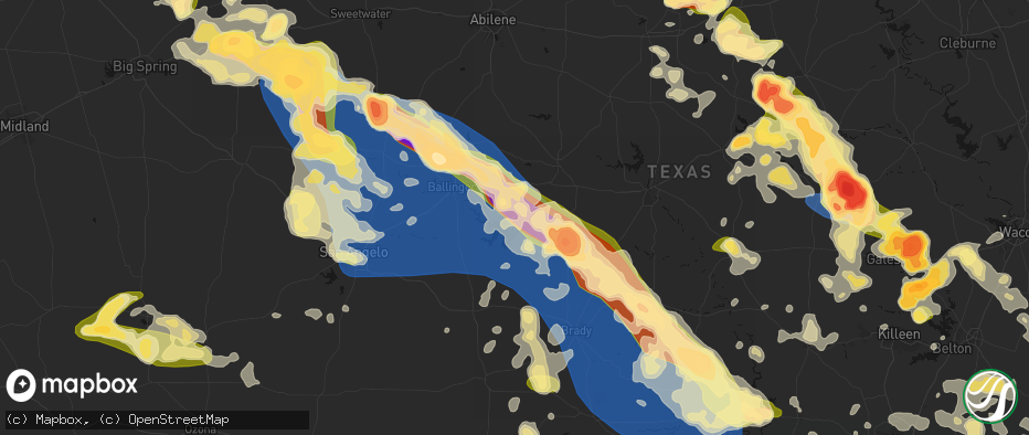 Hail map in Voss, TX on May 10, 2026