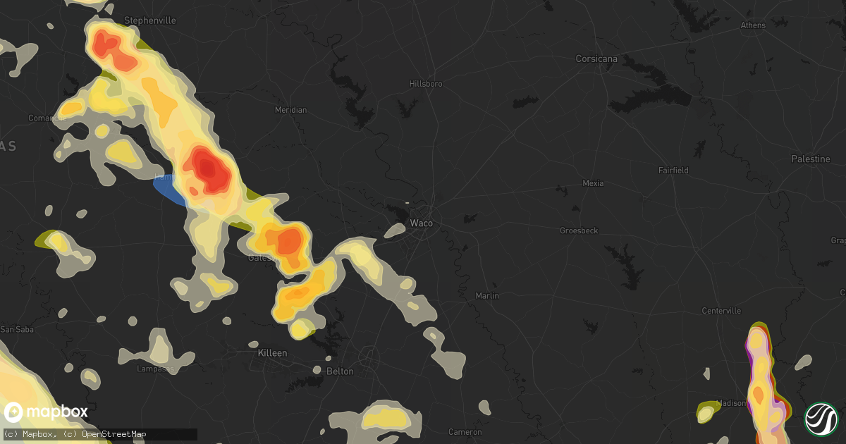 Hail map in Waco, TX on May 10, 2026