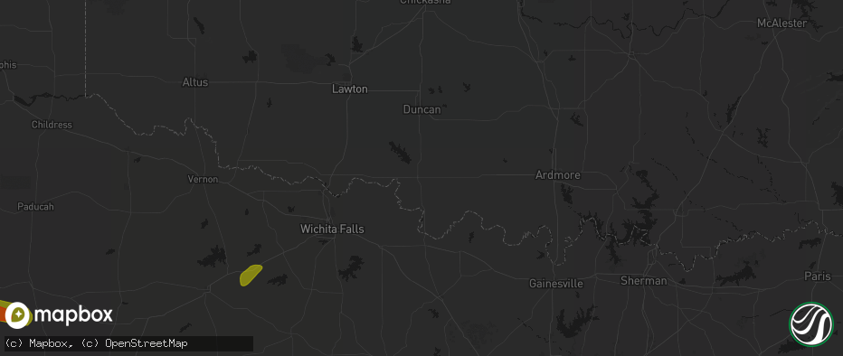 Hail map in Waurika, OK on May 10, 2026
