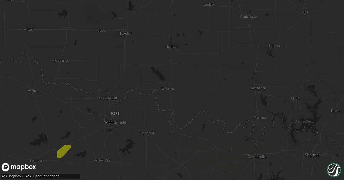Hail map in Waurika, OK on May 10, 2026