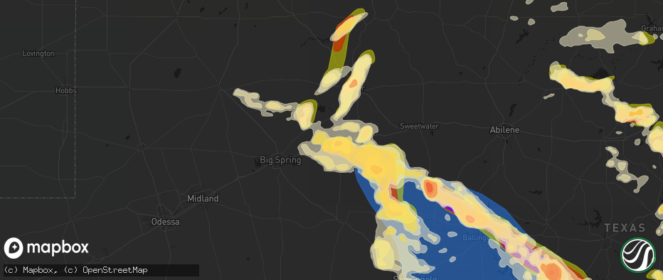 Hail map in Westbrook, TX on May 10, 2026