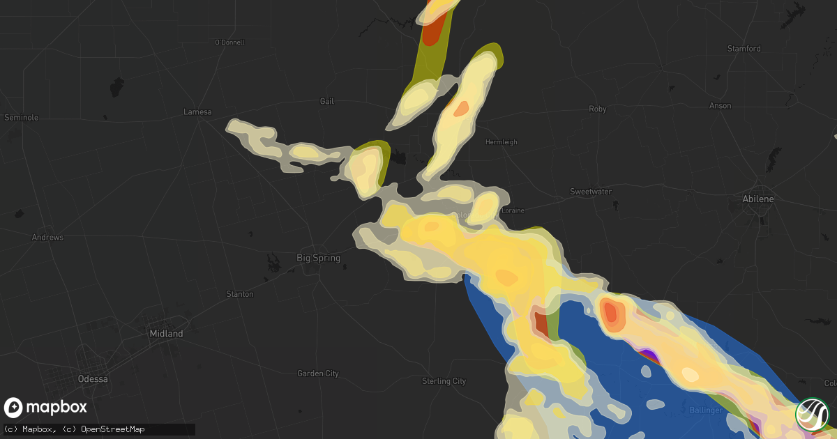 Hail map in Westbrook, TX on May 10, 2026