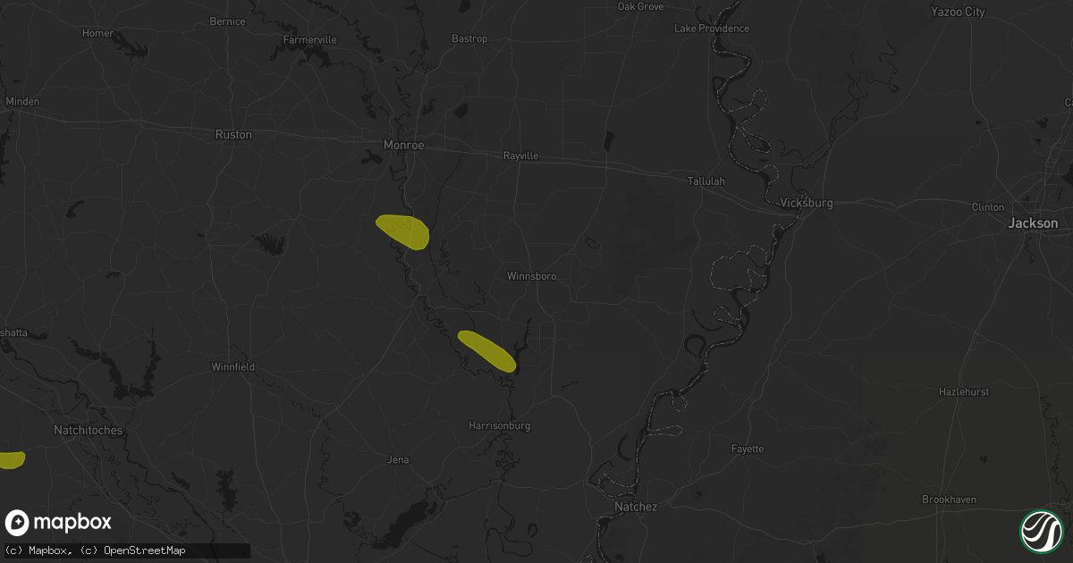 Hail map in Winnsboro, LA on May 10, 2026