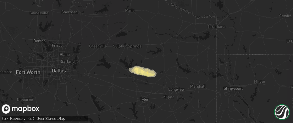 Hail map in Winnsboro, TX on May 10, 2026