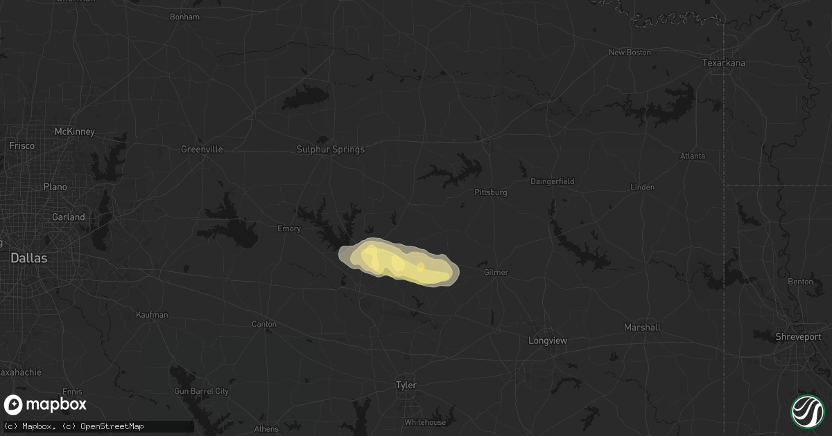 Hail map in Winnsboro, TX on May 10, 2026