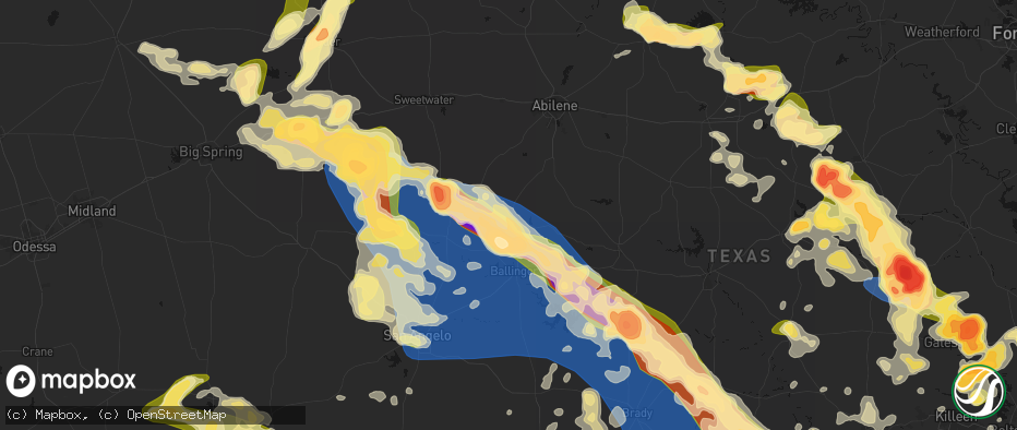 Hail map in Winters, TX on May 10, 2026