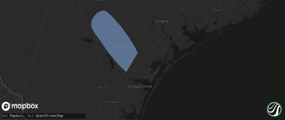 Hail map in Woodsboro, TX on May 10, 2026