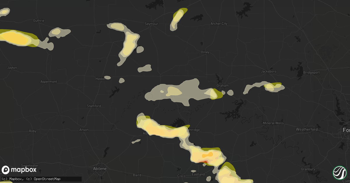Hail map in Woodson, TX on May 10, 2026