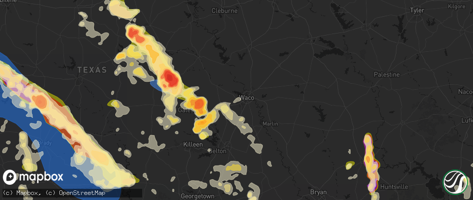 Hail map in Woodway, TX on May 10, 2026