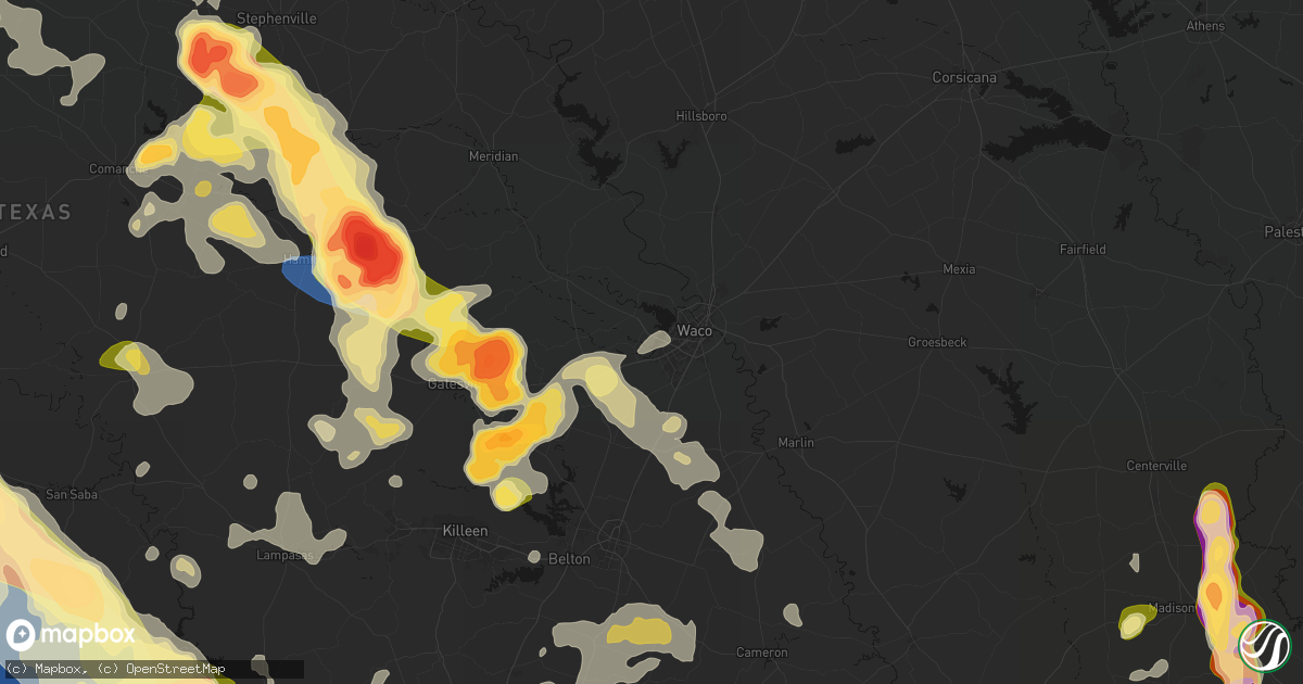 Hail map in Woodway, TX on May 10, 2026