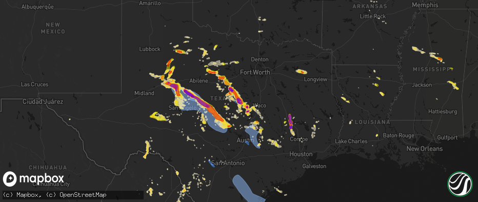 Hail map on May 10, 2026