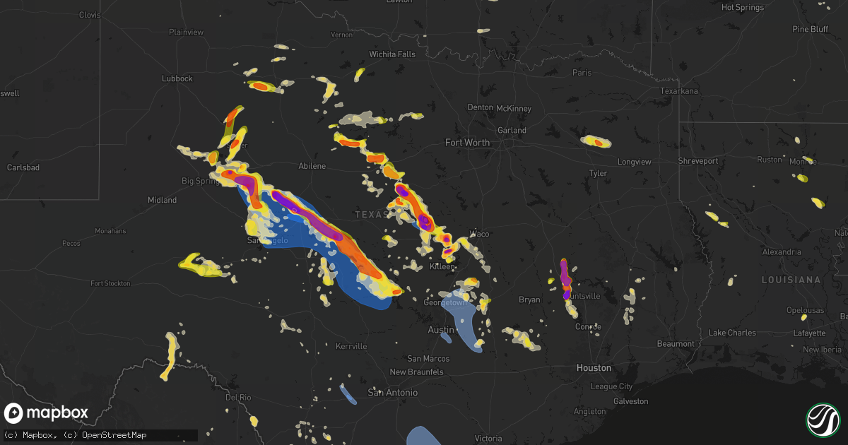 Hail map on May 10, 2026