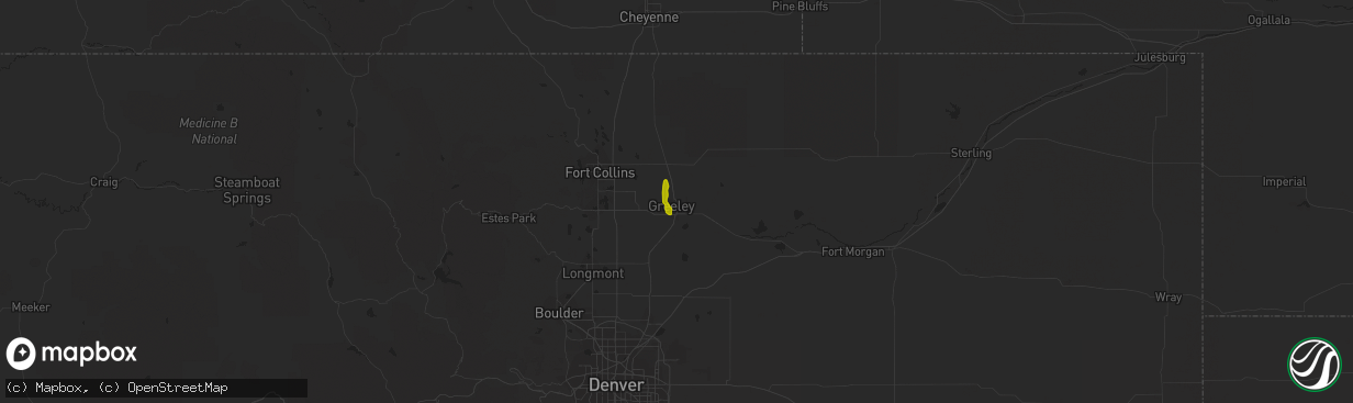 Hail map in Greeley, CO on May 11, 2013