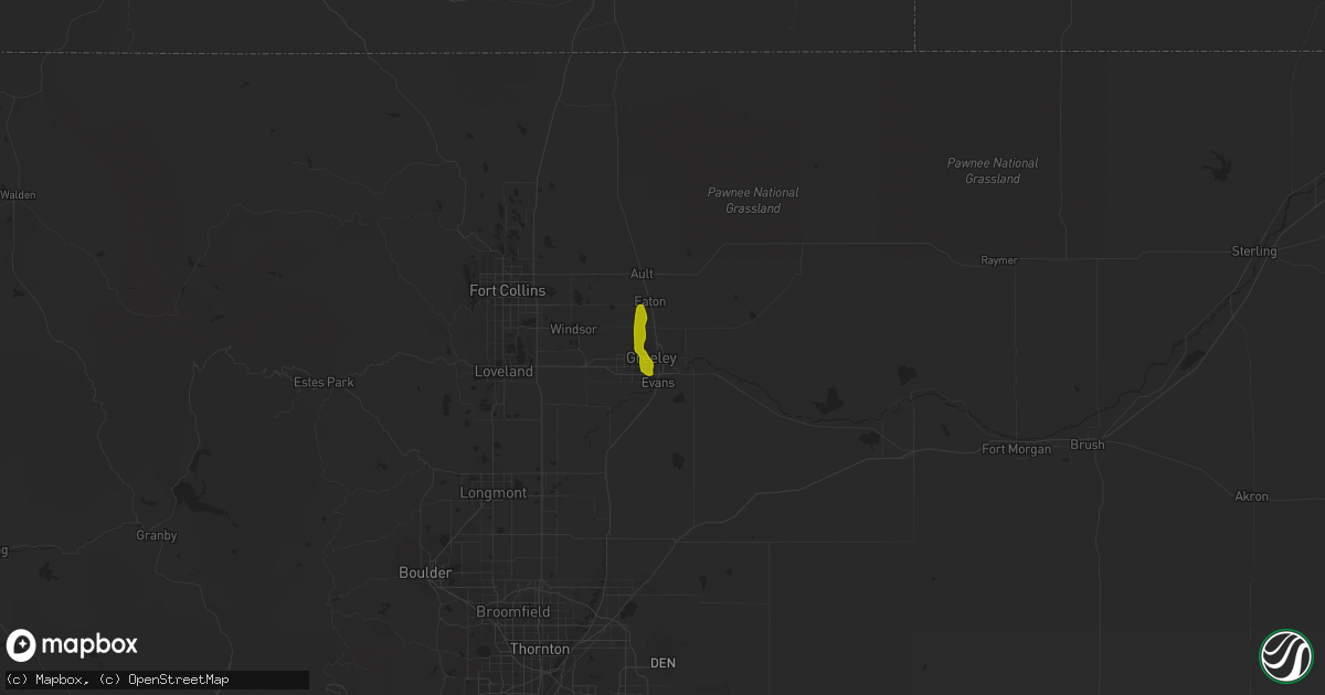 Hail map in Greeley, CO on May 11, 2013