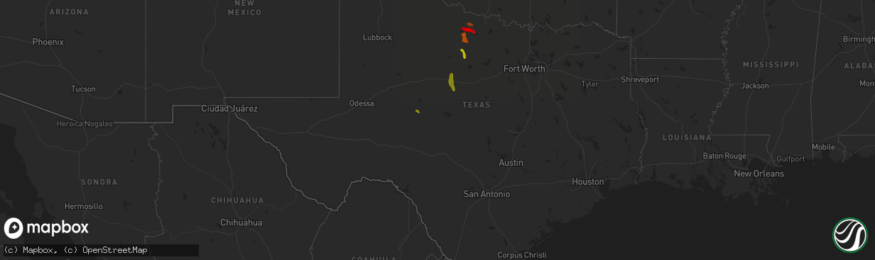 Hail map in Texas on May 11, 2013