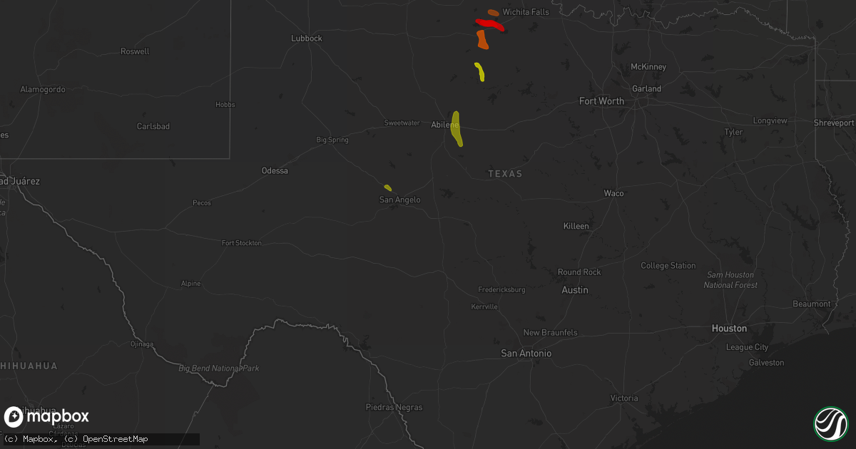 Hail map in Texas on May 11, 2013