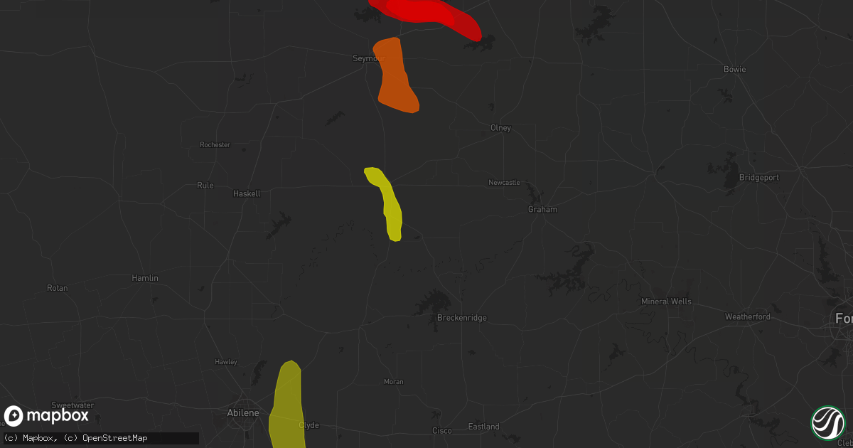 Hail map in Woodson, TX on May 11, 2013