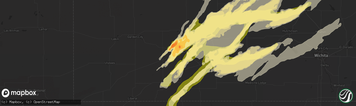 Hail map in Dodge City, KS on May 11, 2014