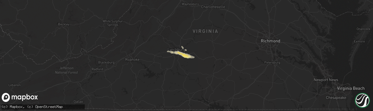 Hail map in Concord, VA on May 11, 2015