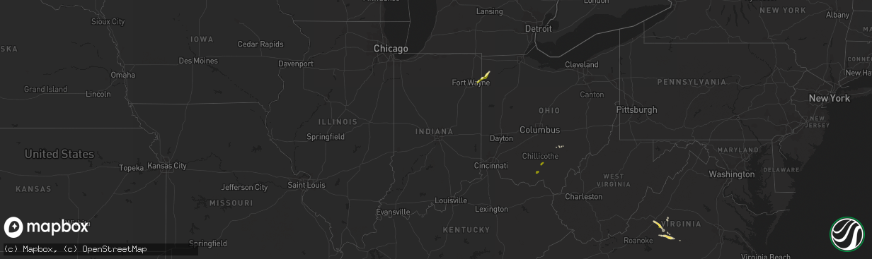 Hail map in Indiana on May 11, 2015