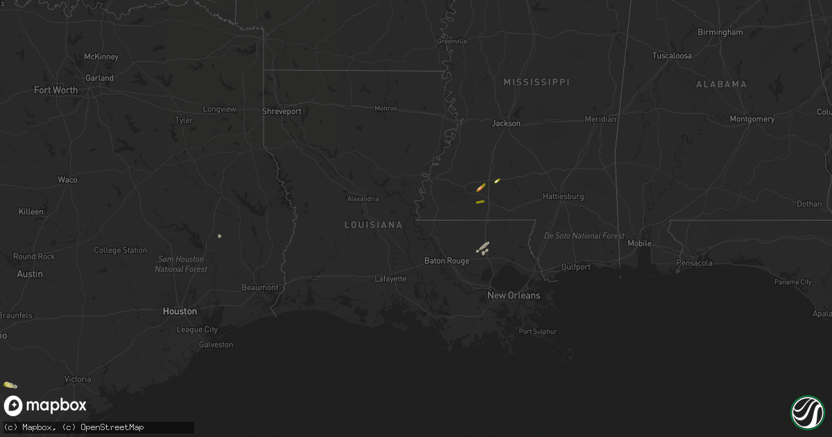 Hail map in Louisiana on May 11, 2015