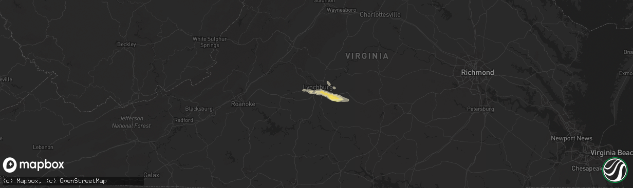 Hail map in Lynchburg, VA on May 11, 2015