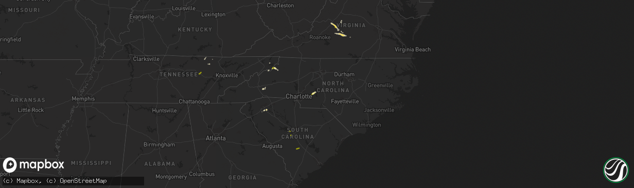 Hail map in North Carolina on May 11, 2015