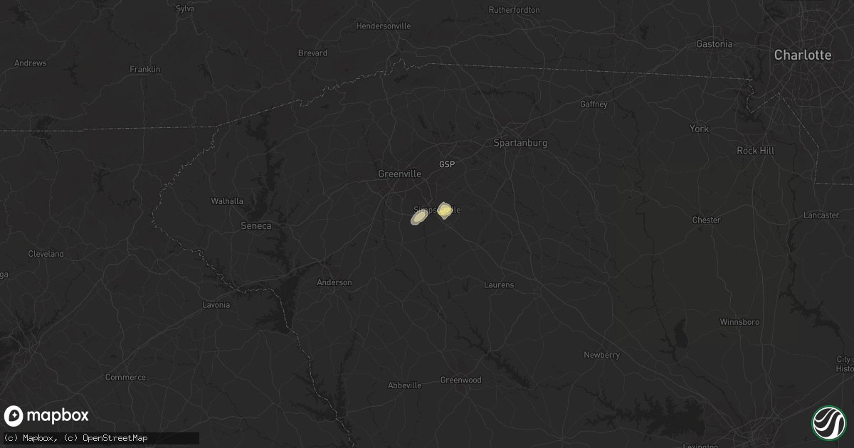 Hail map in Simpsonville, SC on May 11, 2015