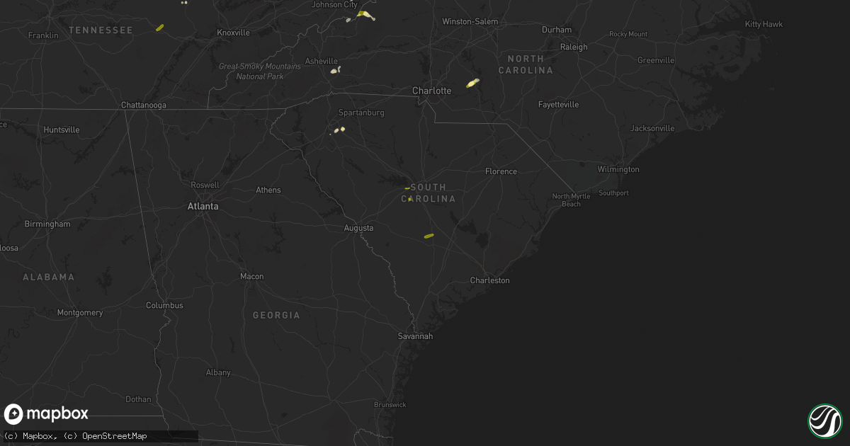 Hail map in South Carolina on May 11, 2015