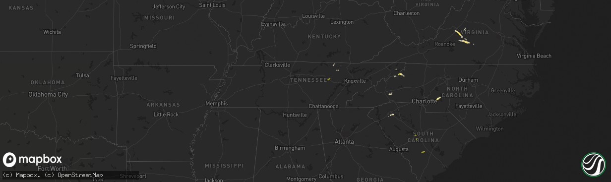 Hail map in Tennessee on May 11, 2015