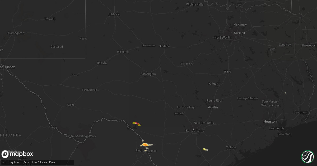 Hail map in Texas on May 11, 2015