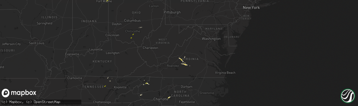 Hail map in Virginia on May 11, 2015