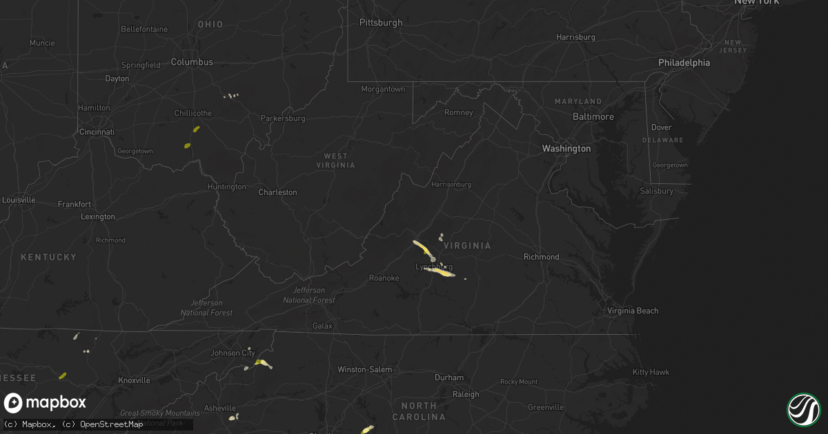 Hail map in Virginia on May 11, 2015